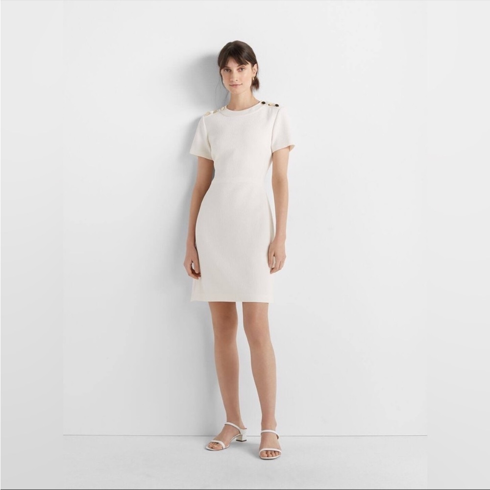Club Monaco Button Shoulder Sheath ivory dress size 6 NWT